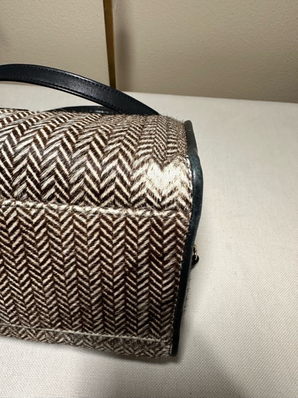 See By Chloé “April” Brown & Black Herringbone Calf Hair Satchel and Dusty - Picture 10 of 15